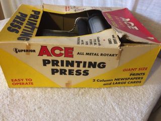VINTAGE/ANTIQUE ACE SUPERIOR ROTARY PRINTING PRESS.  PRESS AND BOX ONLY 2