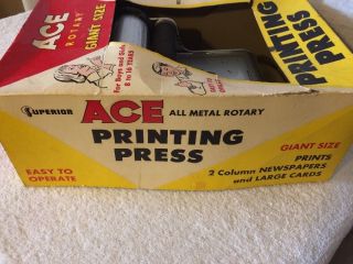 VINTAGE/ANTIQUE ACE SUPERIOR ROTARY PRINTING PRESS.  PRESS AND BOX ONLY 4