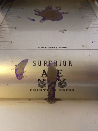 VINTAGE/ANTIQUE ACE SUPERIOR ROTARY PRINTING PRESS.  PRESS AND BOX ONLY 6