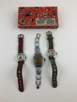 Vintage 1930s Ingersoll Walt Disney Mickey Mouse Wrist Watch W/