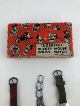 Vintage 1930s Ingersoll Walt Disney Mickey Mouse Wrist Watch W/ 5