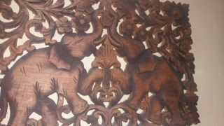 Wooden Elephants Wall Sculpture