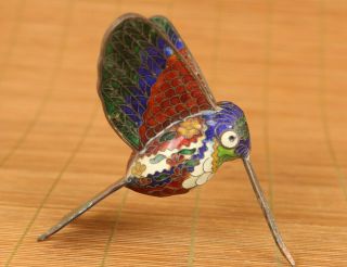 Ancient Chinese Old Cloisonne Hand Carved Hummingbird Bird Figure Statue Gift