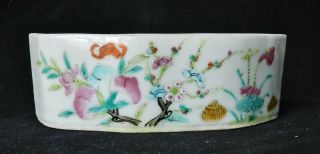 Antique Chinese Porcelain Leaf Shaped Censer Rose Famille Incense Burner 2