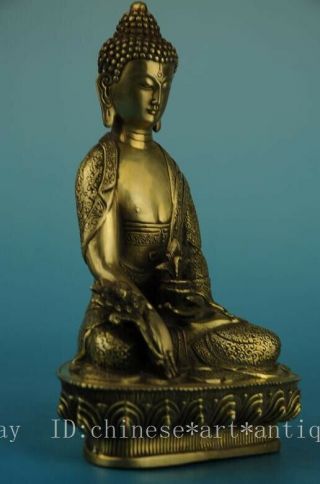 Old Chinese fengshui copper hand - carved Sakyamuni tathagata Buddha statue e01 2