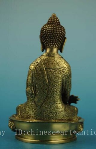 Old Chinese fengshui copper hand - carved Sakyamuni tathagata Buddha statue e01 4