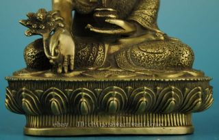 Old Chinese fengshui copper hand - carved Sakyamuni tathagata Buddha statue e01 6
