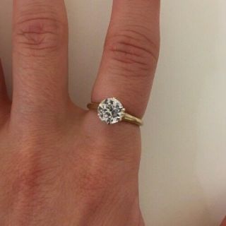 Vintage White Sapphire Solitaire Ring Size 5.  25 14k Yellow Gold