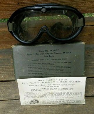 Vintage American Optical Unworn Ww2 1944 Us Army Type 1 Goggles