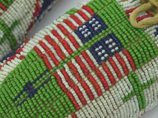 Antique Native American Indian Plains Sioux Beaded Ceremonial Moccasins Flags 3