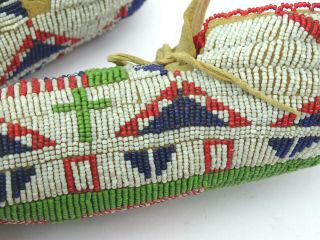 Antique Native American Indian Plains Sioux Beaded Ceremonial Moccasins Flags 4