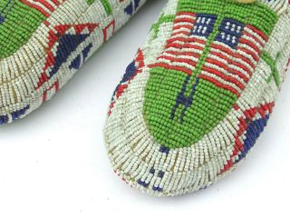 Antique Native American Indian Plains Sioux Beaded Ceremonial Moccasins Flags 8