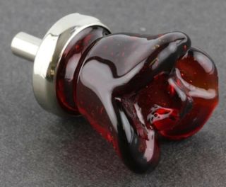 Ruby Red Glass Flower Rose Cabinet Knob Drawer Pull