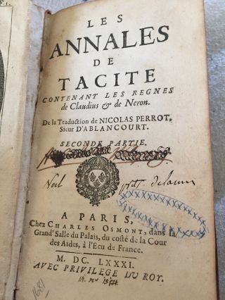 1681 Annals Of Tacitus Vol 2 History Of Reigns Of Claudius And Nero In French