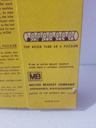 Vintage 1962 MB Milton Bradley Boob Tube Race Marble Game 3