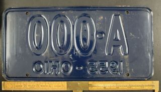 Vintage 1955 OHIO SAMPLE License Plate A - 000 2