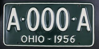 Vintage 1956 Ohio Sample License Plate A - 000 - A Full Restore