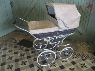Vintage English Silver Cross Pram Baby Coachbuilt Carriage