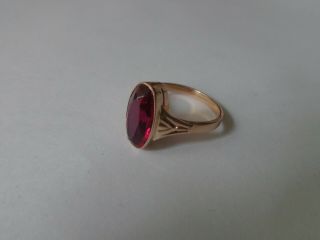 Vintage Soviet Solid Rose Gold Ring 14k 583 Star Ruby Us Size 8.  25 Russian Ussr