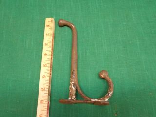 Large Vintage 8 " Cast Iron Coat Hat Hooks Hanger.  Rusty.  Antique