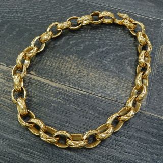 Chanel Gold Plated Cc Matelasse Vintage Chain Necklace Choker 4620a Rise - On