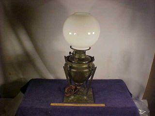 Antique Bradley & Hubbard Art Nouveau Oil Lamp Converted To Electricity