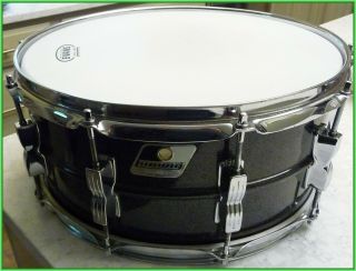 Vintage Ludwig 6.  5 X 14 Black Galaxy Blackrolite Acrolite Snare Drum