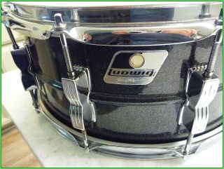 Vintage Ludwig 6.  5 X 14 Black Galaxy Blackrolite Acrolite Snare Drum 2