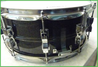 Vintage Ludwig 6.  5 X 14 Black Galaxy Blackrolite Acrolite Snare Drum 3