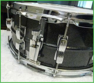 Vintage Ludwig 6.  5 X 14 Black Galaxy Blackrolite Acrolite Snare Drum 4