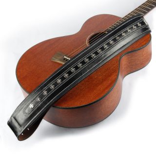 Medieval Ancient Musician Saint Holy Cross Black Acoustic Guitar Bass Belt Strap