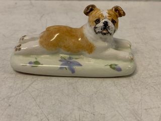 Vintage Porcelain Miranda C.  Smith Bulldog Laying On Pillow