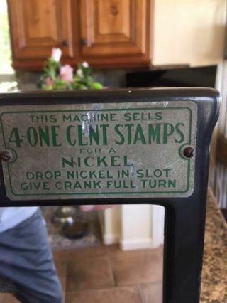 Vintage Stamp Vending Machine 4 One cent Stamps for a Nickel. 2