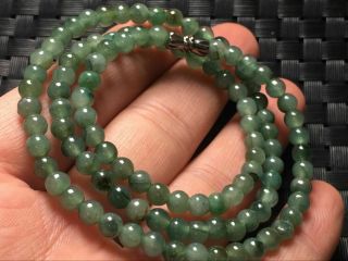 5.  5mm 100 Natural A Green Emerald Jade Beads Necklace Have Certificate0945
