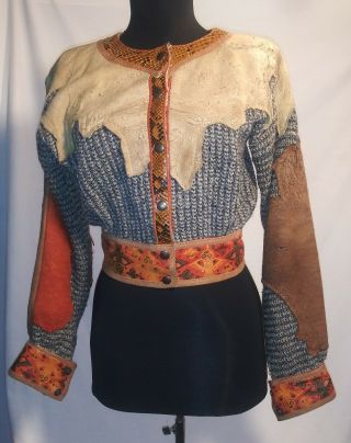Vintage Roberto Cavalli Native Printed Leather Snakeskin Snap Up Sweater Jacket