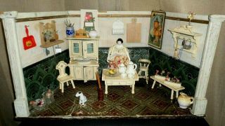 Antique Gottschalk German Kitchen Roombox Miniature Dollhouse Doll 23 " X12 " X12 "