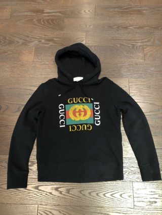 Gucci 1280$ Oversize Sweatshirt With Vintage Gucci Logo In Black Size M
