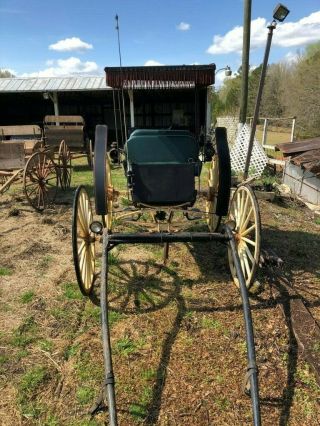 HORSE DRAWN CARRIAGE WAGON BUGGY ANTIQUE SURREY FRINGE TOP 7