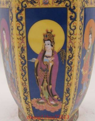 230mm Handmade Painting Cloisonne Porcelain Vase Figures YongZheng Mark Deco Art 4