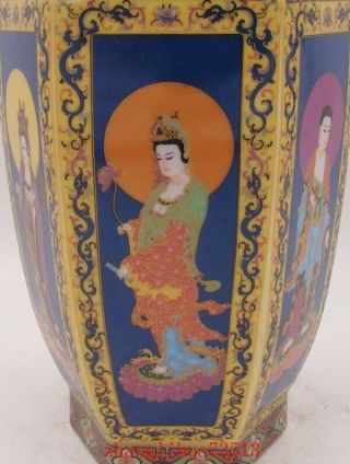 230mm Handmade Painting Cloisonne Porcelain Vase Figures YongZheng Mark Deco Art 5