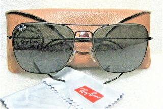 Ray - Ban Usa Vintage B&l Aviator Caravan 58[]16 Black Chrome G - 15 Sunglasses