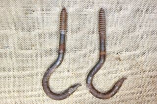 2 Hanging Plant Hooks 5 3/8 " Old Hangers Wash Line Rustic Vintage Barn Find