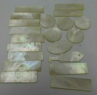 Set Of 20 Mother Of Pearl Chinese Game Counters