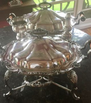 Vintage Silver Plated Twin Chafing Dish/covered Supper Dish