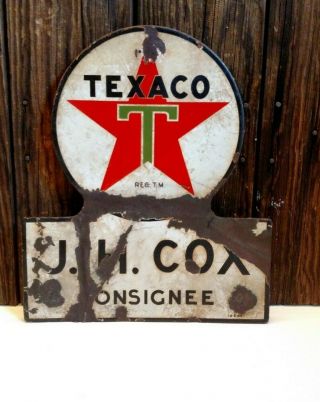 Vintage Porcelain Texaco Sign 12 " Tall Jh Cox