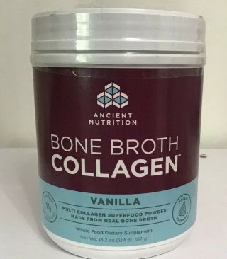Ancient Nutrition Bone Broth Collagen Vanilla 18.  2 Oz Best By 11/2020
