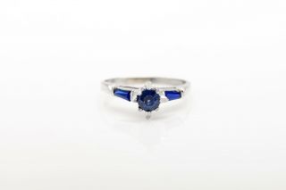 Antique 1930s Art Deco $4000 1.  25ct Natural Blue Sapphire Platinum Wedding Ring