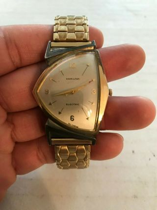 Rare Vintage 10K Gold Filled Men ' s Hamilton Electric Wrist Watch 3