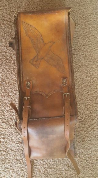 Vintage Outlaw Motorcycle Leather Engraved Sissy Bar Bag For A Badass