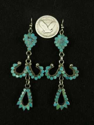 Vintage Zuni Earrings - Sterling Silver And Turquoise